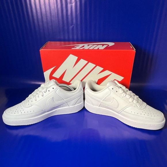 NEW Nike Court Vision Low Triple White Women’s Sneaker Fast Shipping - Picture 6 of 8